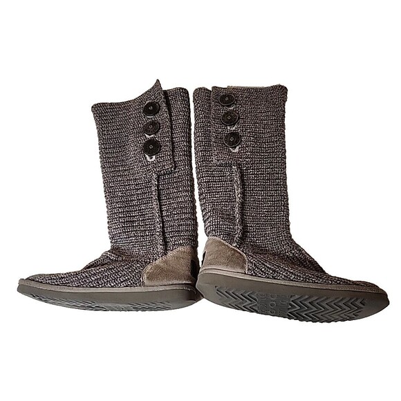 UGG Womens Shoes Boots Classic Tall Cardy Knit Gray Slip On‎ Flats US Size 7 M - Picture 1 of 8